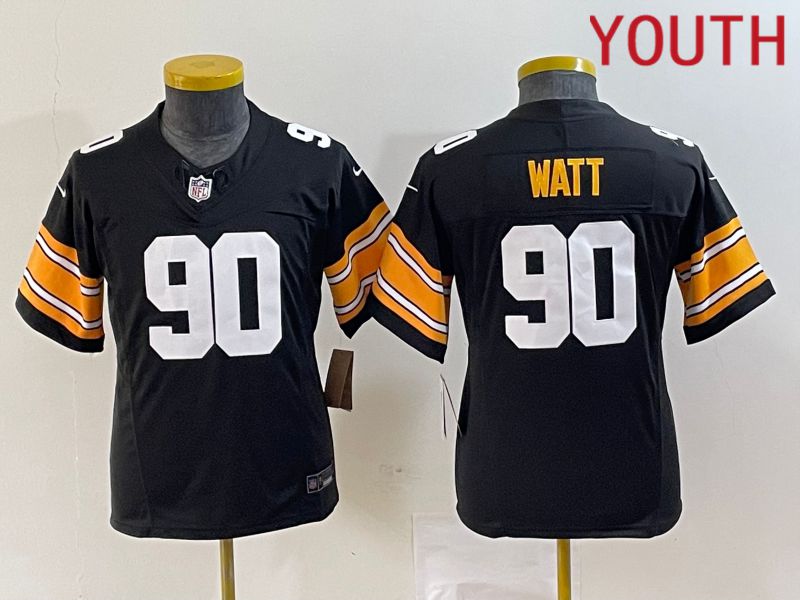 Youth Pittsburgh Steelers 90 Watt Black 2023 Nike Vapor F.U.S.E. Limited NFL Jersey style 1